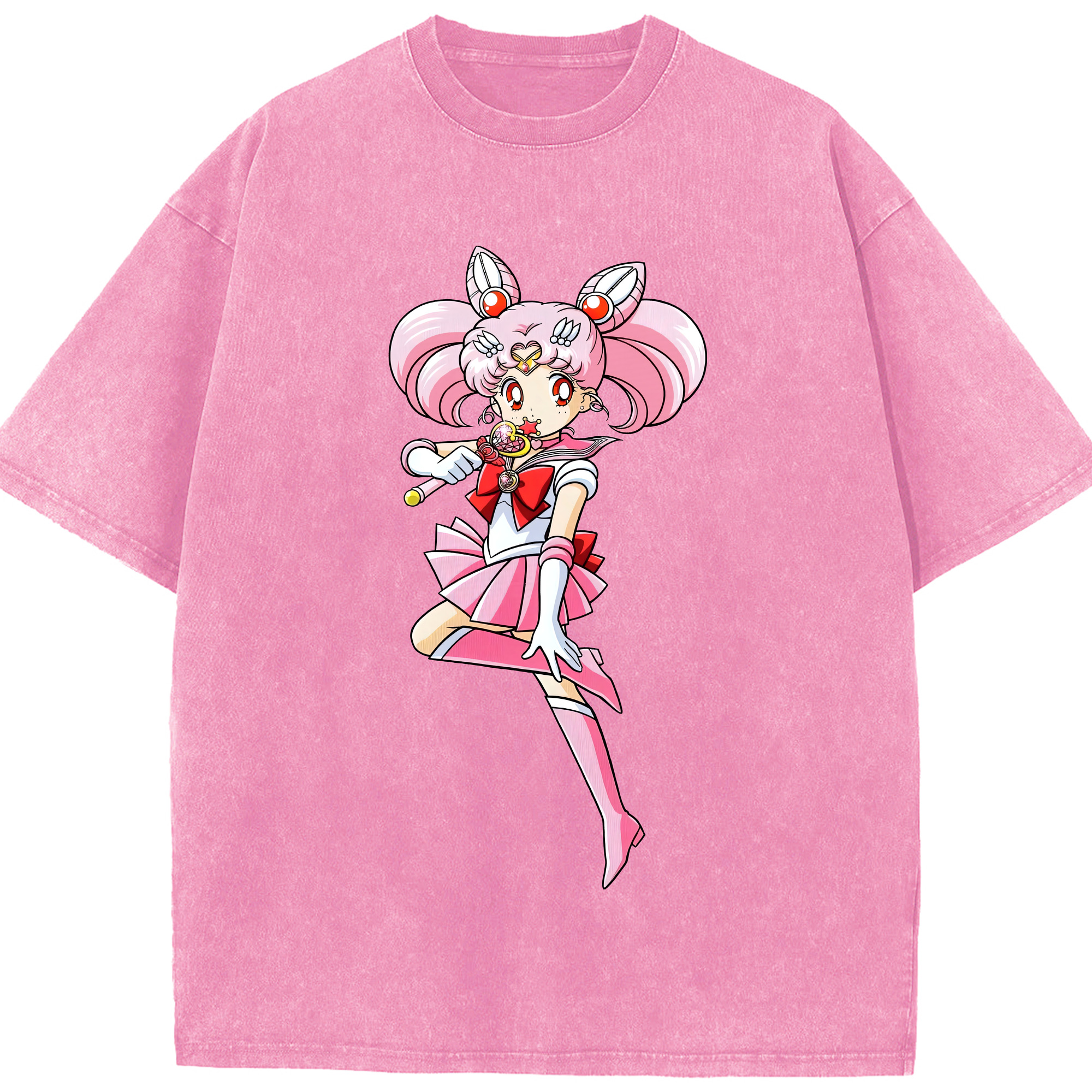 （画像用） 美少女戦士セーラームーン ちびうさ Sailor Moon Chibiusa Tsukino Usagi Small Lady Serenity 綿100% ヴィンテージ風 半袖Tシャツ（フロントプリント）